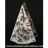 Modernes Teelicht aus Glas Pyramide Tannenzapfen mit Glitter 16,5 cm 