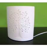  Porzellan-Lampe Ellipse -Lebensbaum- weiß, ca.20 x 17 x 9 cm  (H/B/T)