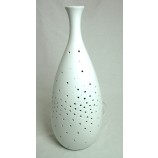  Porzellan Lampe Vase Punkte weiß, ca.16x42cm B/H