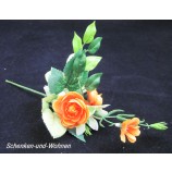 Künstlicher Pick - Rosen Orange mit grünen Blättern ca. 22 cm