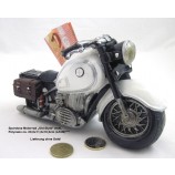 Poly - Spardose Motorrad "Old Style" weiß ca. 20,0x11,0x10,0cm (L/H/B)