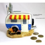 Poly- Spardose Wohnwagen mit Markise mehrfarbig, ca. 11,0x10,0x15,5cm (B/H/L)