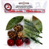 Deko- Streuartikel Weihnachtsdekoration Äpfel & Blätter rot-natur V1