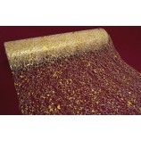 Tischband Glitter-Crackle Vlies 29 cm creme-gold Meterware