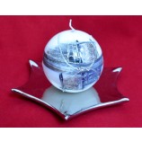 Keramik-Untersetzer silber glänzend Stern sechseckig ca. 17 cm