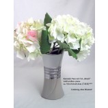 Keramik-Vase mit Cut "Brazil" weiß-silber-creme, ca.9,0 x 10,0 x 20,5 cm (T/B/H)