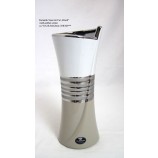 Keramik-Vase mit Cut "Brazil" weiß-silber-creme, ca.9,5 x 10,5 x 26,0 cm (T/B/H)