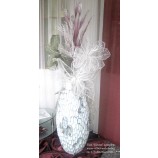  Vase Isitsha im Natur-Look weiss-silber mit Blumenarrangement ca. 175x80x80 cm
