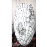  Moderne Deko-Vase modelliert im Natur-Look weiss-silber ca. 40,0 x 82,0 cm