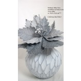  Moderne Deko-Vase modelliert im Natur-Look weiss-silber ca. 28,0 x 26,0 cm