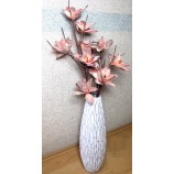  Moderne Deko-Vase modelliert im Natur-Look weiss-silber ca. 19,5x62,5cm