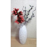  Moderne Deko-Vase modelliert im Natur-Look weiss-silber ca. 18,0 x 44,0 cm