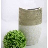 Keramik-Vase "Punto" creme/braun/weiß ca. 24 x 6,5 x 16 cm (H/T/B)