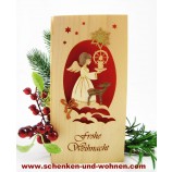 Weihnachtskarte Furnierholz Exclusiv Engel mit Reh