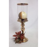  Metall Windlicht mit Glas gold für Stumpe und Spitzkerze ca.36,5x11x11cm H/B/T